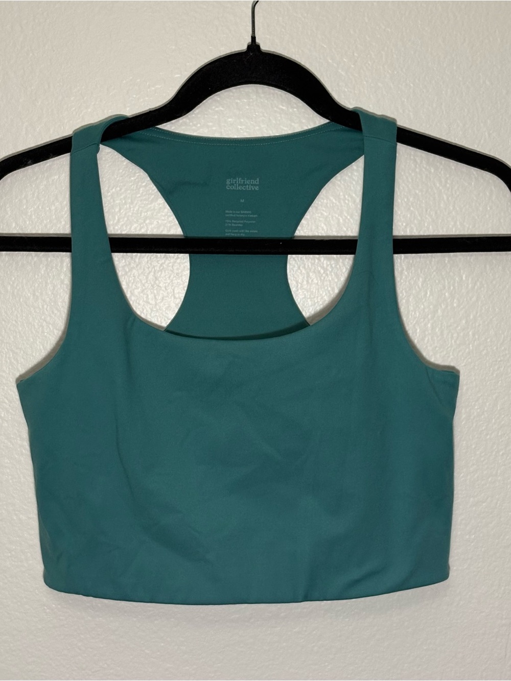 girlfriend collective Teal Racerback Sports Bra Crop